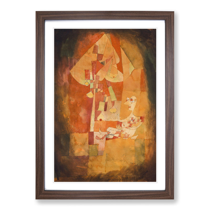 The Man Under the Pear Tree by Paul Klee - Picture Frame Painting, Walnut Framed, 36cm H x 27cm W x 2cm D