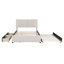 Lit double en lin beige avec lit gigogne et tiroirs pour le rangement de la chambre d'amis-809264664-809264646