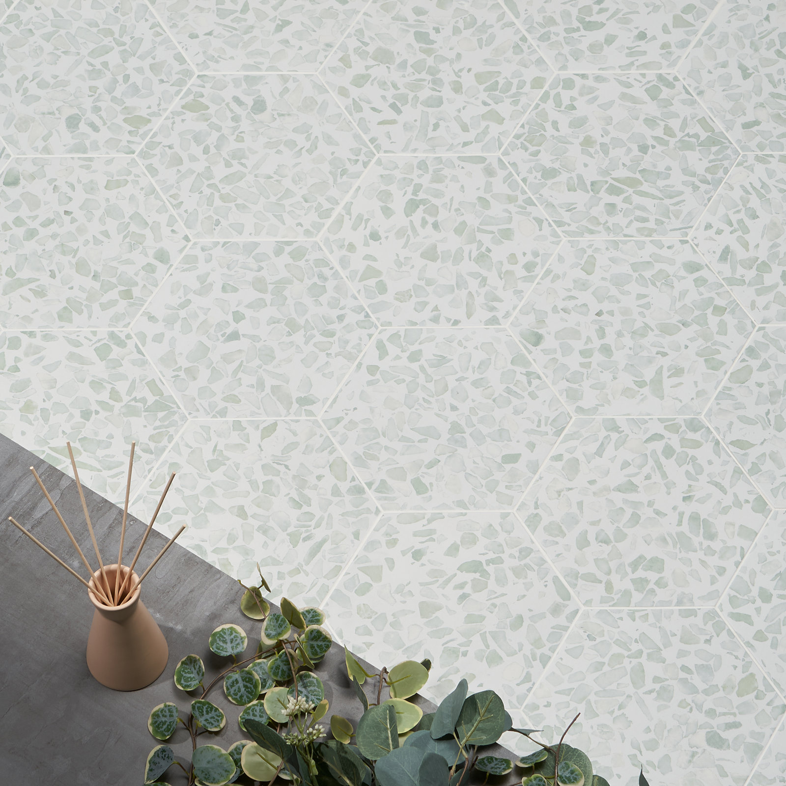 Jurassic Hex 9" Porcelain Tile, Green