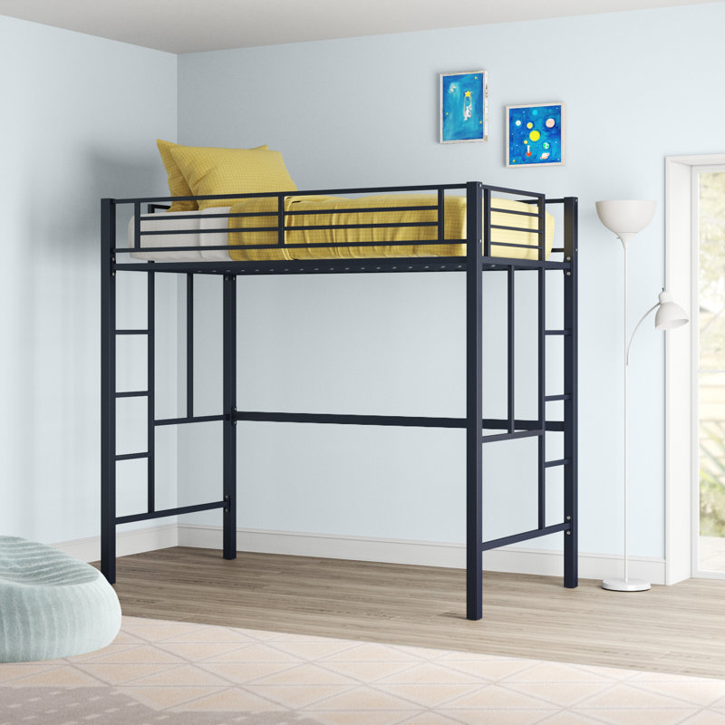 Aatif Kids Twin Loft Bed, Black