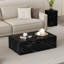 39 Inch Modern Black Marble Texture Coffee Table - Luxury Rectangular MDF Accent Table For Living Room | Gift Idea