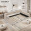 Lit double recouvert de velours, beige-1061107816-1061107821