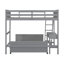 Lit simple superposé au dessus d'un lit double avec bureau, gris