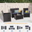 Ensemble de canapé modulaire d'extérieur en osier 4 pièces avec coussins et table basse en verre-518011664-515189026