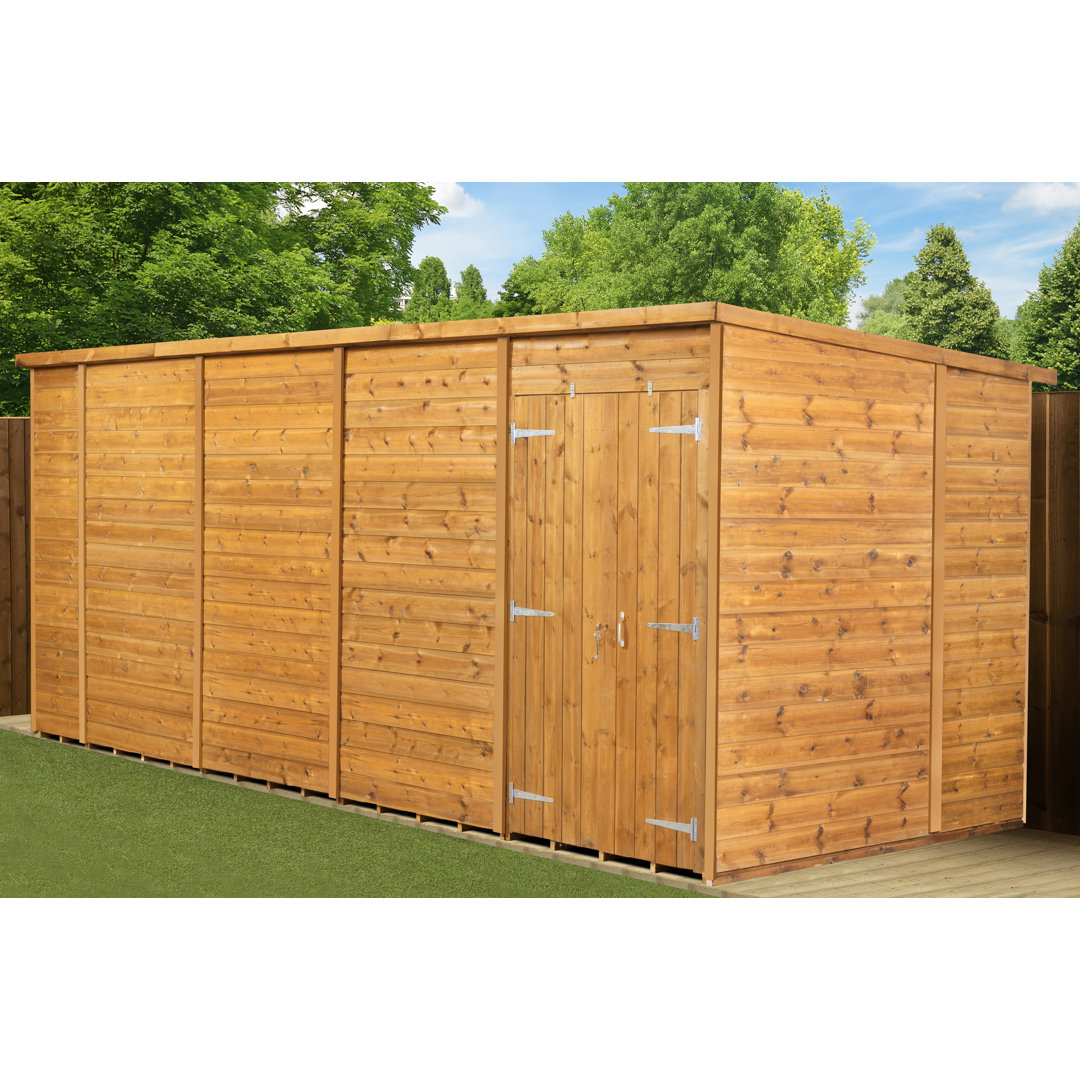 Modular Pent Garden Shed  18X6 No Windows  Double Door