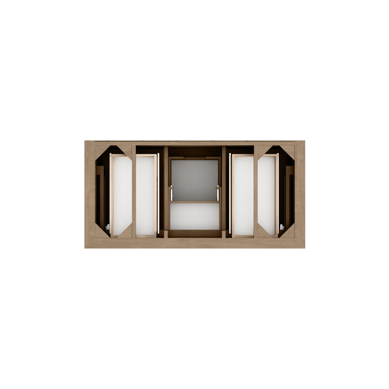 Brookfield 48"W Single Vanity W/ Freepower Wireless Charger, Pecan, Eternal Jasmine Pearl
