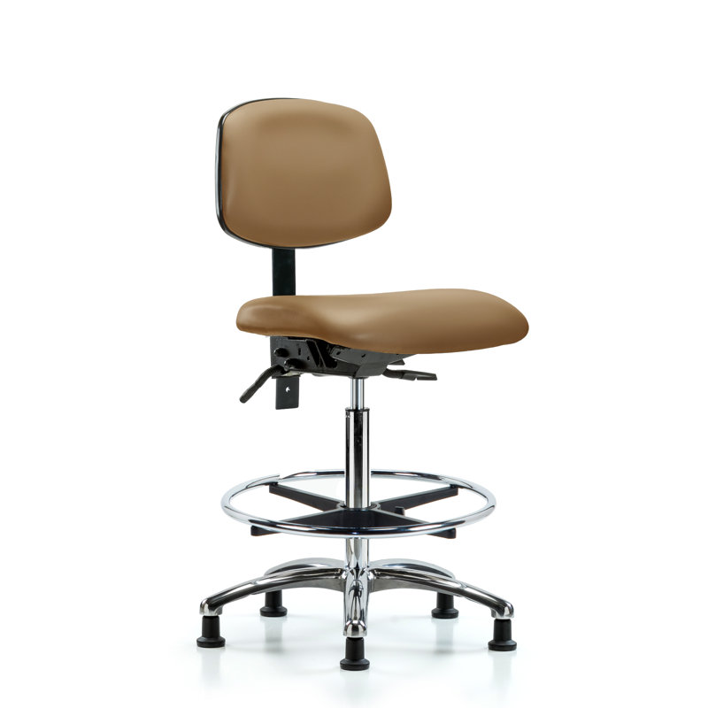 Vivienne Vinyl Drafting Chair, Glides, Not Included, Taupe