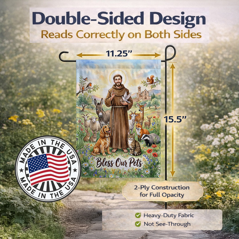 Drapeau de jardin Saint-François d'Assise, Garden Size, St Francis of Assisi