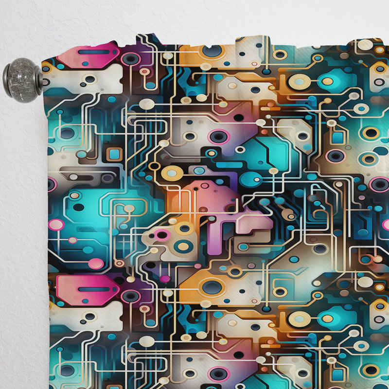 Techno Matrix Futuristic Dreams Edm - rideau obscurcissant géométrique abstrait - 1 panneau, L 52 po x L 108 po