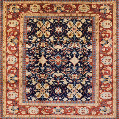 Tapis oriental rouge / bleu marine / beige Ellaria