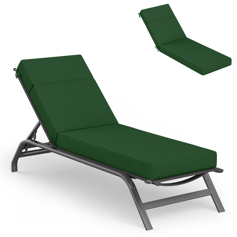 Outdoor Chaise Lounge Cushion – Weather-Resistant, Reversible, Plush Comfort, 21" W x 72" D, Hunter Green