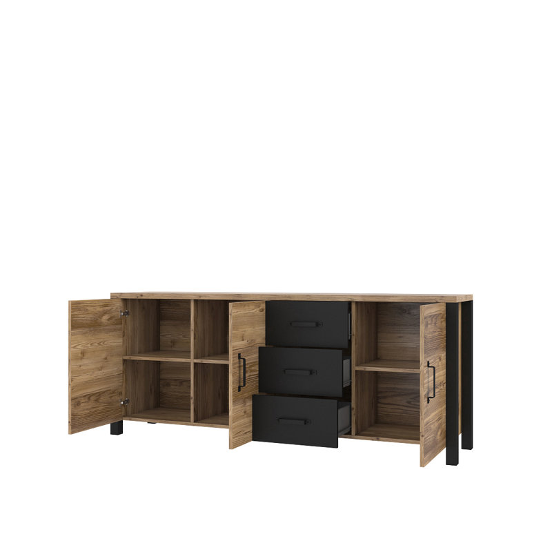 Monango 192cm Sideboard, Appenzeller Spurce/Black Mat