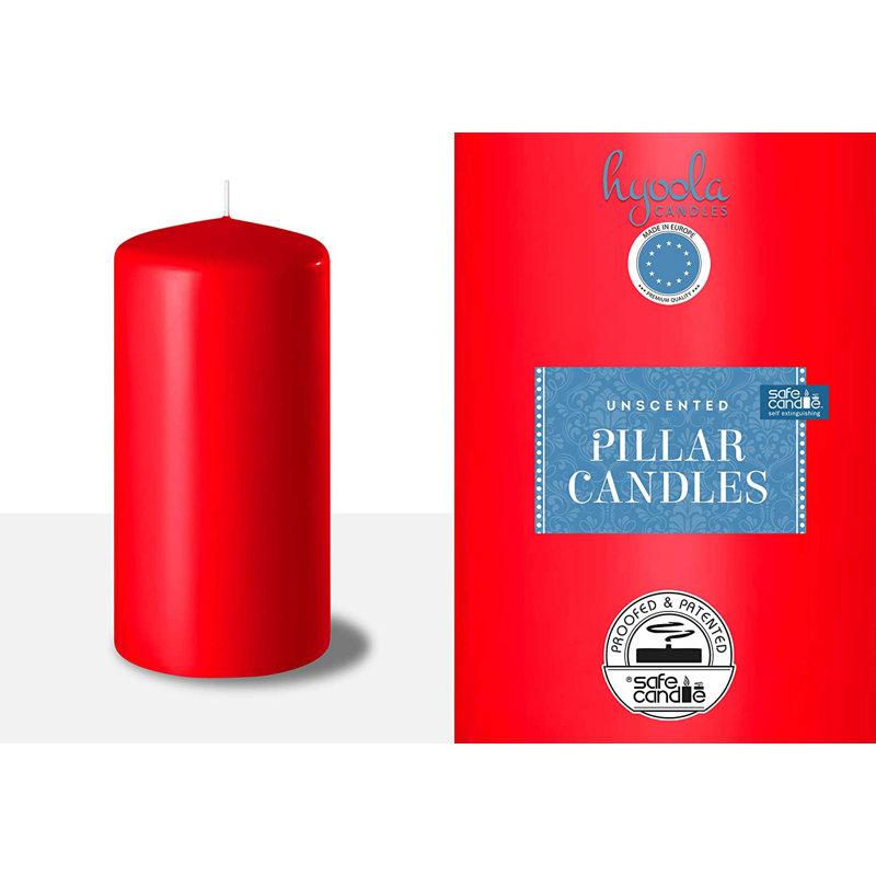 Bougie sans parfum, 4, Rouge, H 4 po x l 2 po x P 2 po