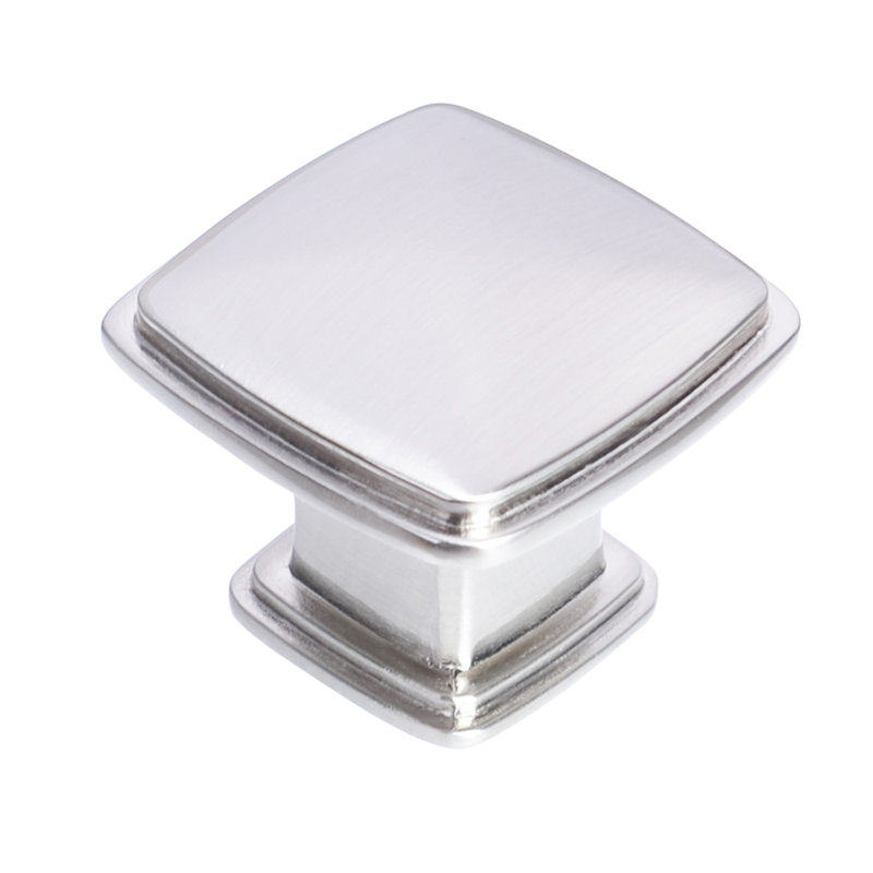 Paquet de 1 poignée carrée de 1 3/16 po de longueur, Nickel satiné