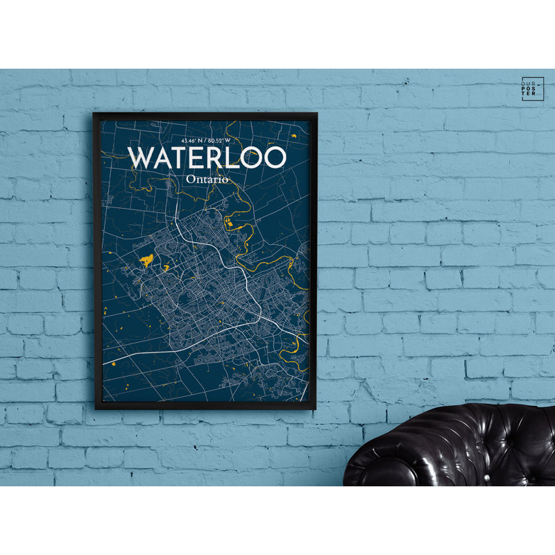 « waterloo city map », reproduction d’impression sur affiche, H 17 po x l 11 po