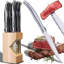 6 Pieces Chef Steak Knives Set with Wooden Block Holder