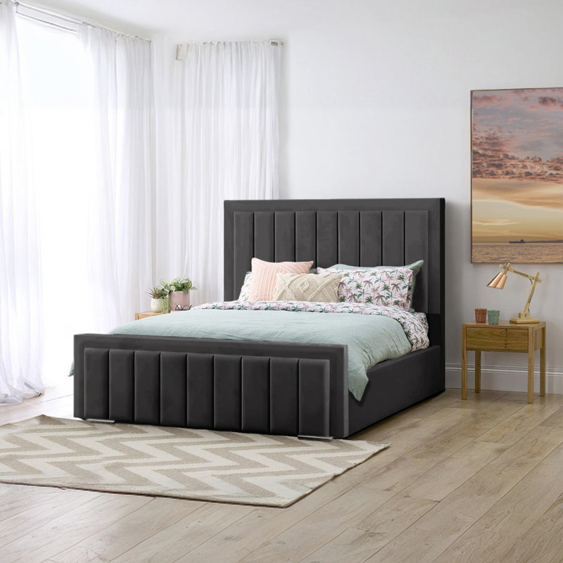 Luciana Bed Frame Upholstered Bed, Asphalt, Super King (6')