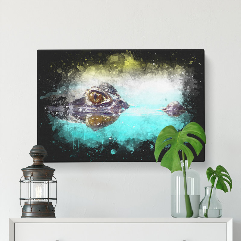 Peering Crocodile - Wrapped Canvas, 40cm H x 60cm W x 3cm D