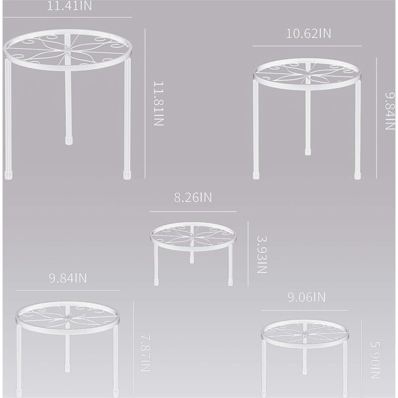 Plant Stand - Set of 5, White