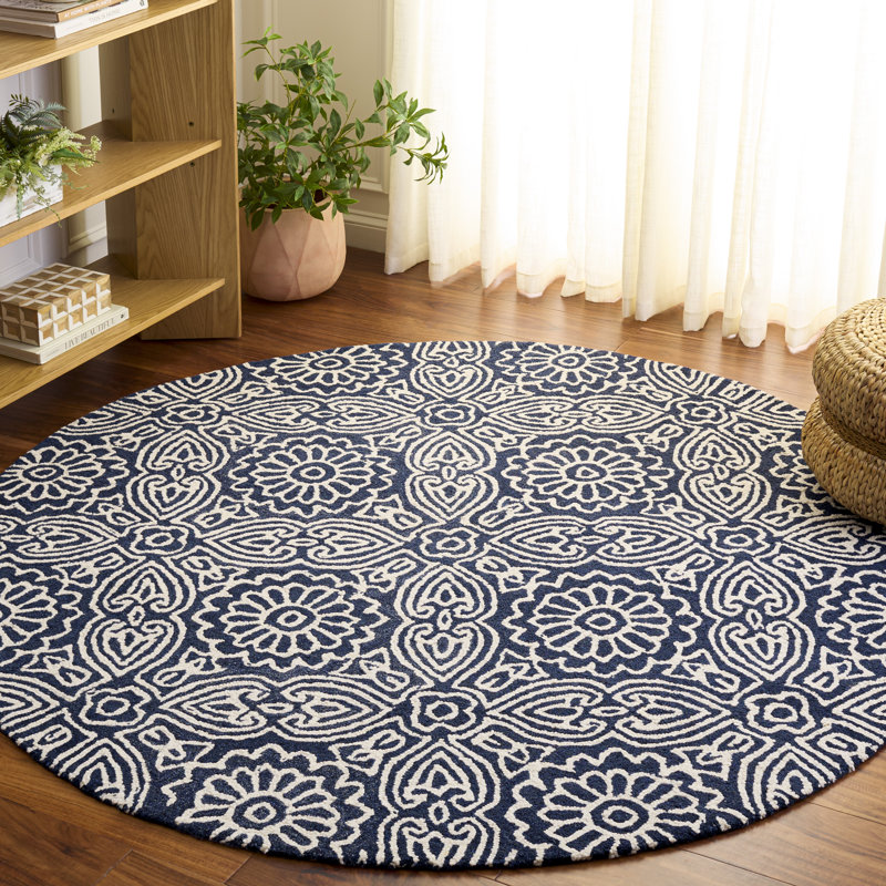 Blossom Hand Tufted Wool;Cotton Damask Indoor Rug, 6'-0" x 6'-0" Round