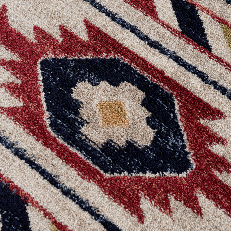 Tapis Bolme Southwestern en beige et rouge, Rectangle 5 pi 3 po x 7 pi 6 po