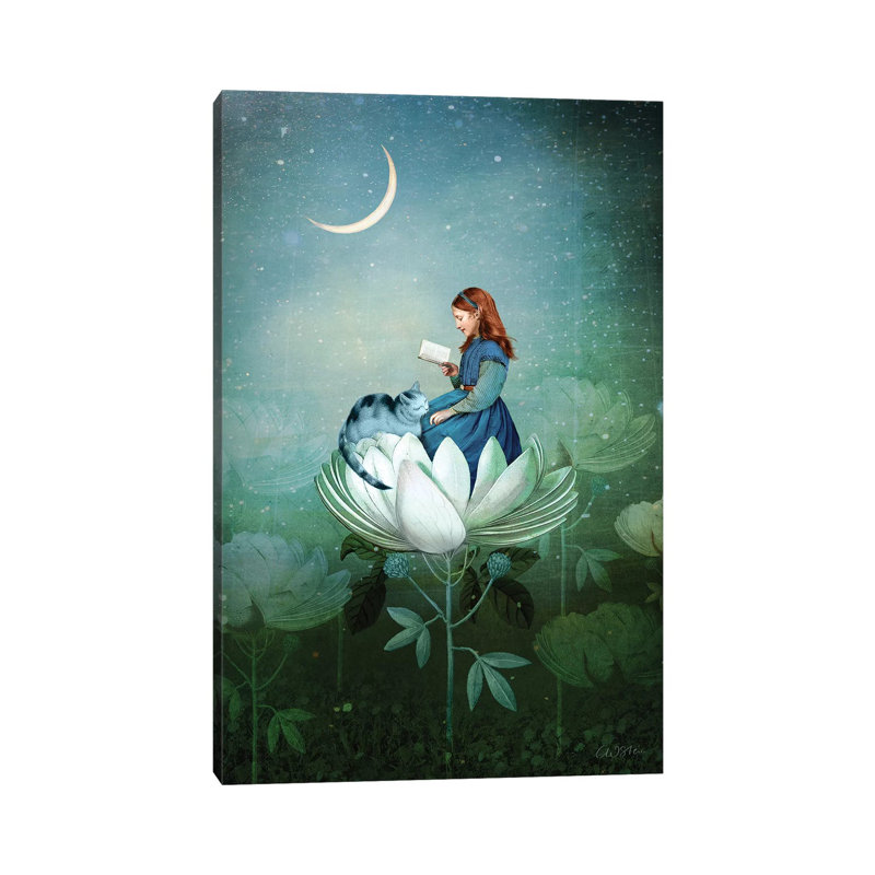 «Blue Stories» par Catrin Welz-Stein - impression d'art graphique, H 12 po x l 8 po x P 0,75 po, Toile tendue, Pas de tapis