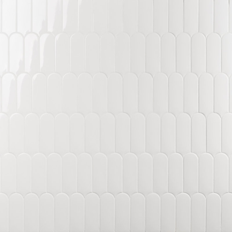 Airy 2.83 in. x 7.67 in. Polished Ceramic Fishscale Wall Tile (5.15 Sq. Ft. / Case), White