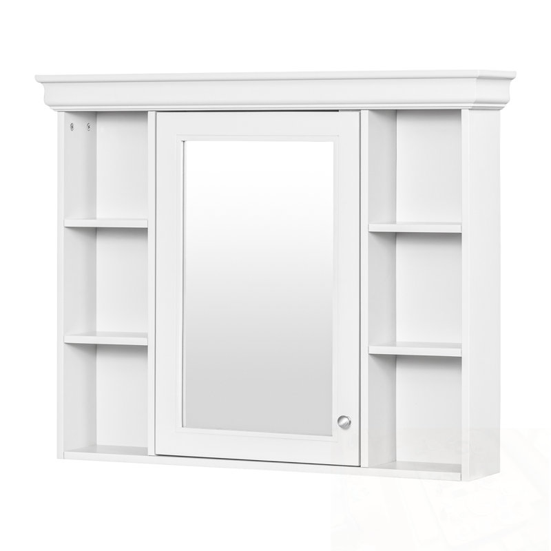 Meuble mural Tiltonsville avec porte miroir et tablettes ouvertes, White