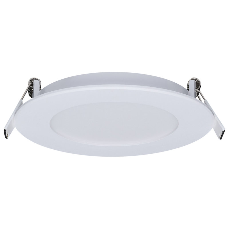 8 Watt LED Direct Wire Performer Series Downlight Remote Driver 4 Inch 27K/3K/35K/4K/5K CCT Selectable Round Flat Face White Finish