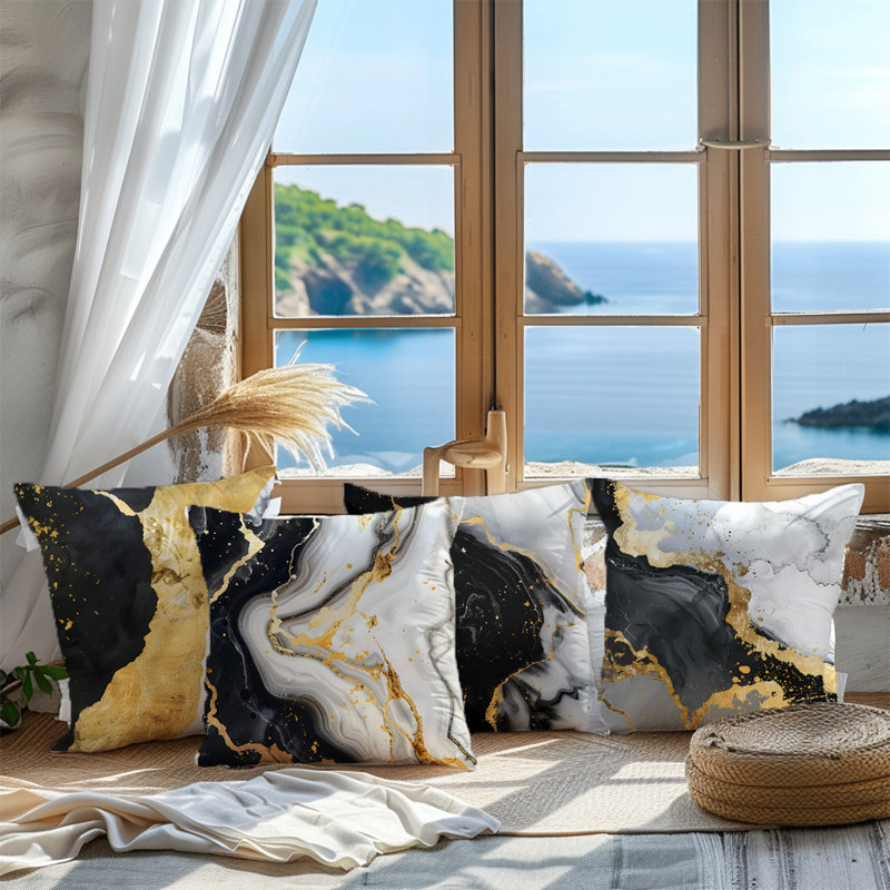 4 Pcs Marble Pattern Decorative Pillow Covers