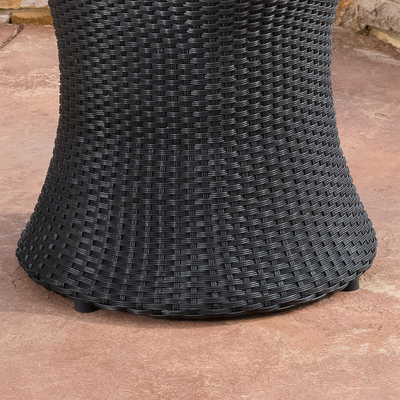 Filip Round Wicker Outdoor Side Table , 19.75'' in. W 19.75'' in. D, Black