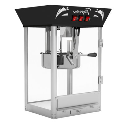 Machine à maïs soufflé commerciale, bouilloire 12 oz, machine à maïs soufflé en acier inoxydable de 850 W avec plateau chauffant pour cinéma maison, événements et collectes de fonds, noir