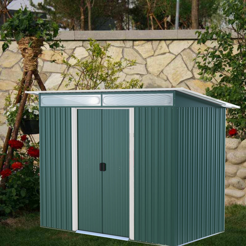 Bouzoun 8 ft. W x 4 ft. D Galvanised Steel Pent Garden Shed