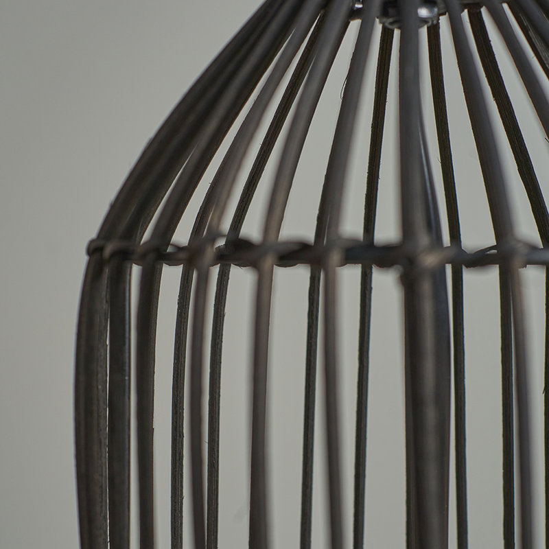 Tonks Wicker/Rattan Table Lamp, Dark Grey, Black, 47" H x 25" W x 25" D