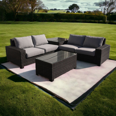 Ensemble de conversation modulaire en rotin 4 pièces avec coussins