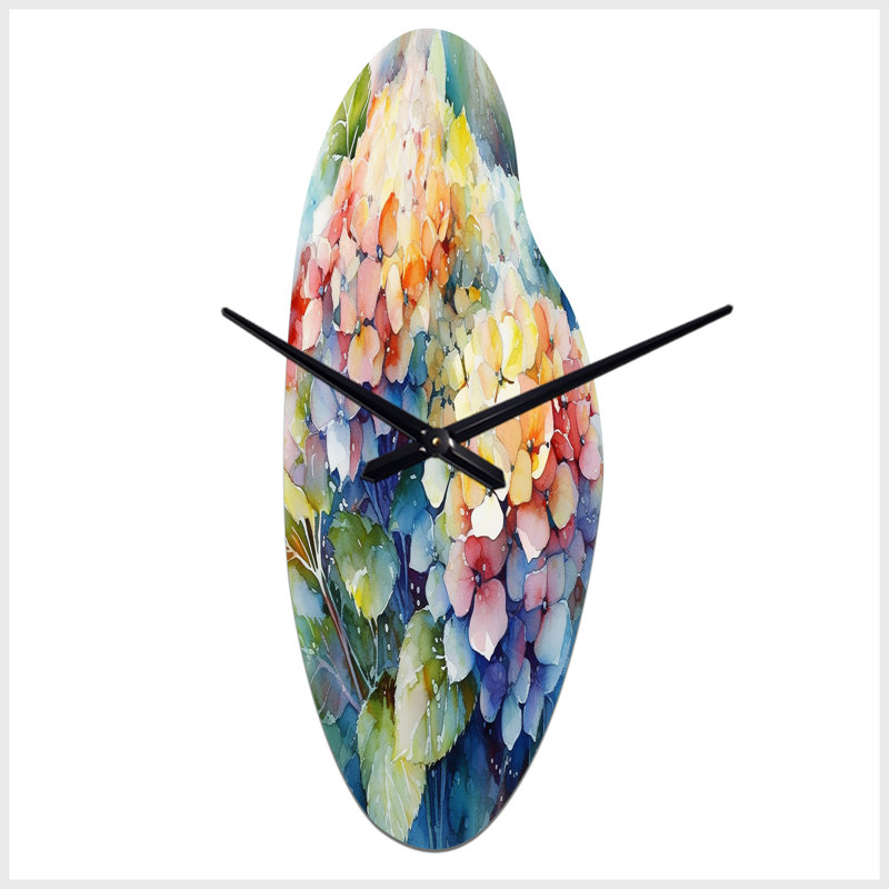 Horloge murale asymétrique en métal bleu et vert, Grand