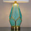 Lampe de table en métal doré avec abat-jour en verre turquoise et lin blanc - ensemble de 2-683031415