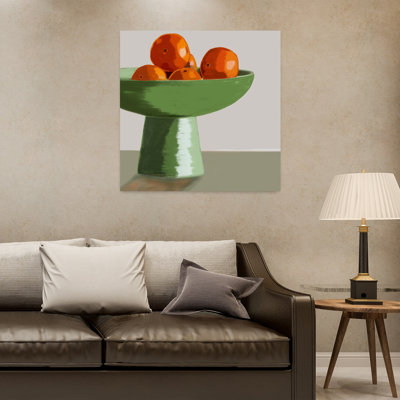 «Green Bowl Oranges», art minimaliste contemporain coloré, art mural
