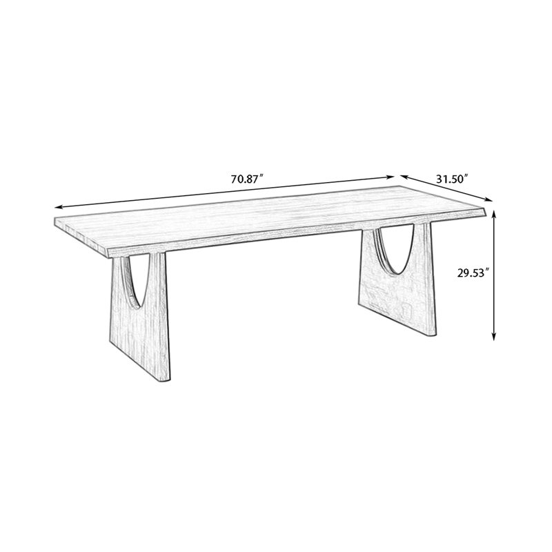 Nut-brown Rectangular Solid Wood Dining Table, 29.53"H x 70.87"L x 31.5"W
