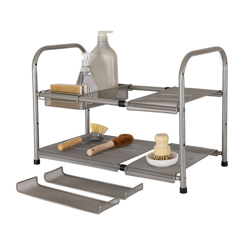 2-Tier Metal Mesh Expandable Under-Sink Organizer