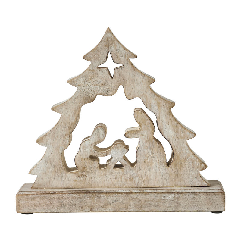 Figurine crèche en bois, H 8 po x l 7 po x P 2 po