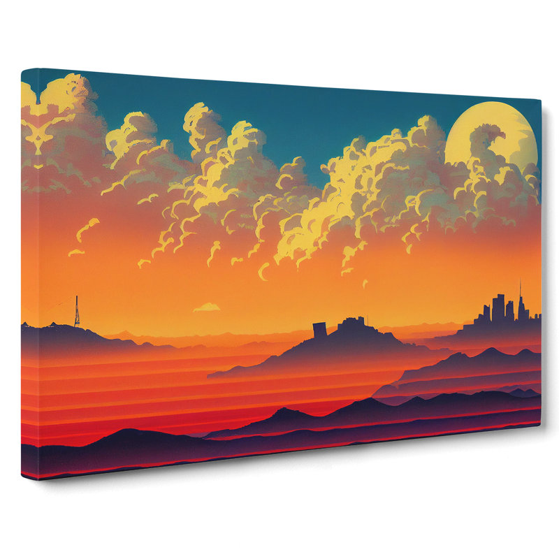 Sunset Landscape Art Deco - Wrapped Canvas
