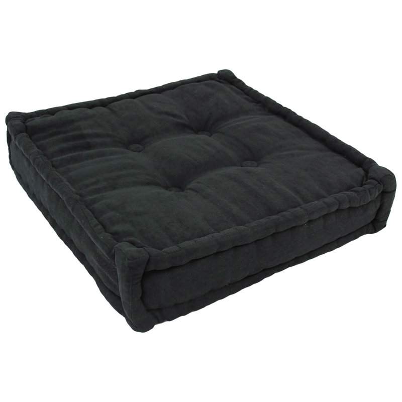Buttons Microsuede Reversible Throw Pillow, Black