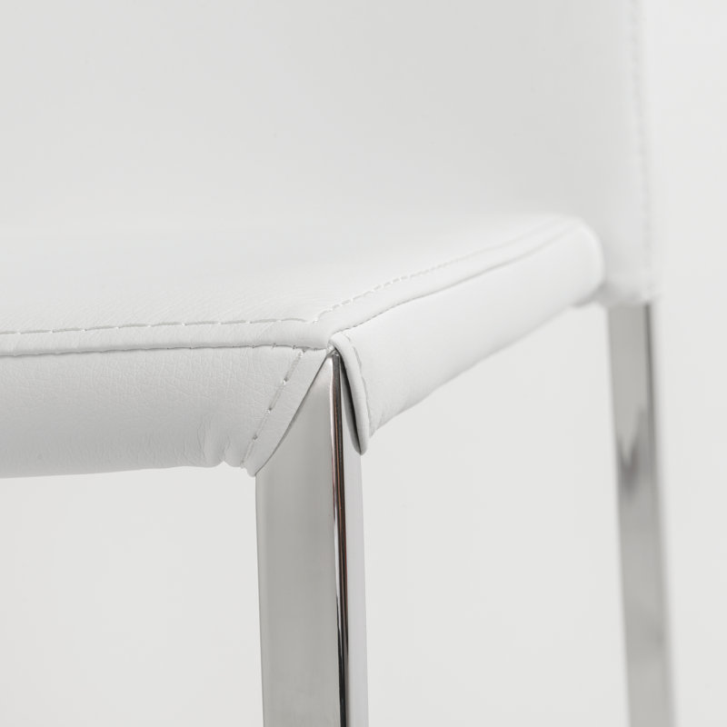 Parlex Faux Leather Upholstered Side Chair, White Faux Leather