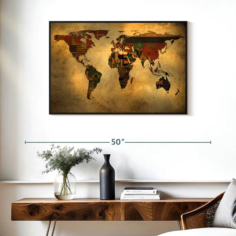 Carte des drapeaux du monde Aliaz, H 25 po x l 37 po