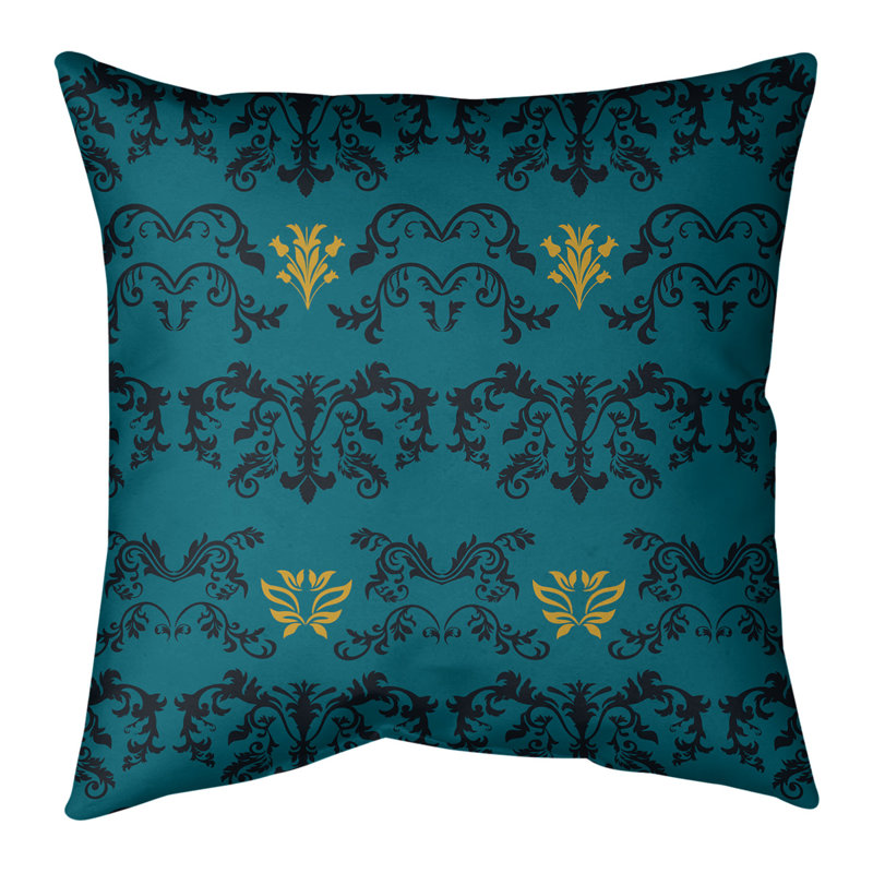 Housse de coussin Jacksonville Football Baroque, 14 po x 14 po, Croisé en coton, Vert foncé / noir / jaune