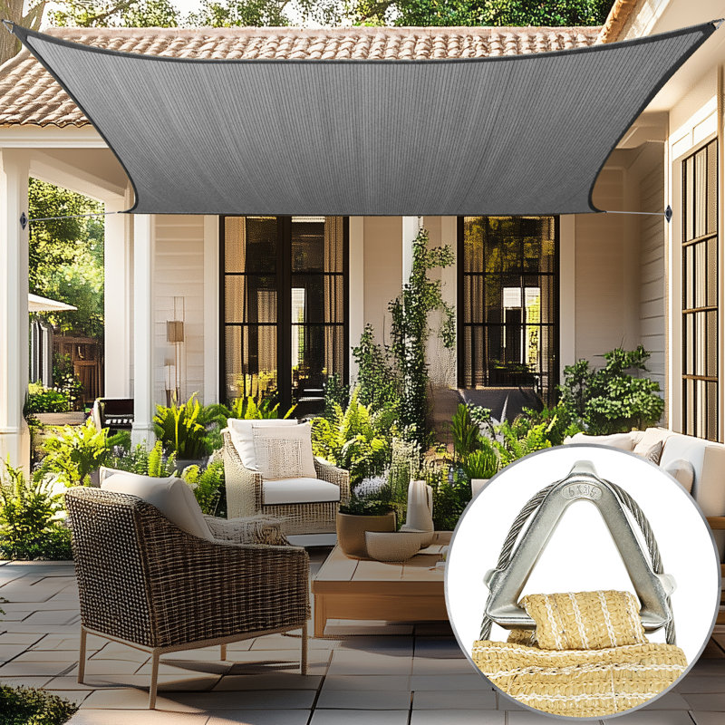 Voile d'ombrage rectangulaire Royal Shade Pro Ring, Gris, 22 pi x 20 pi
