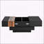 Table basse carrée 31,4 po x 31,4 po avec plateau coulissant, table centrale haute brillance avec compartiment de rangement caché, table de cocktail extensible avec finition grain de noyer pour le salon, noir