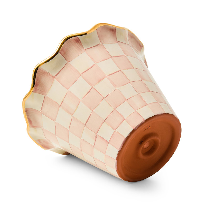 Rosy Check Ceramic Garden Pot, 7.5" H x 10" W x 10" D
