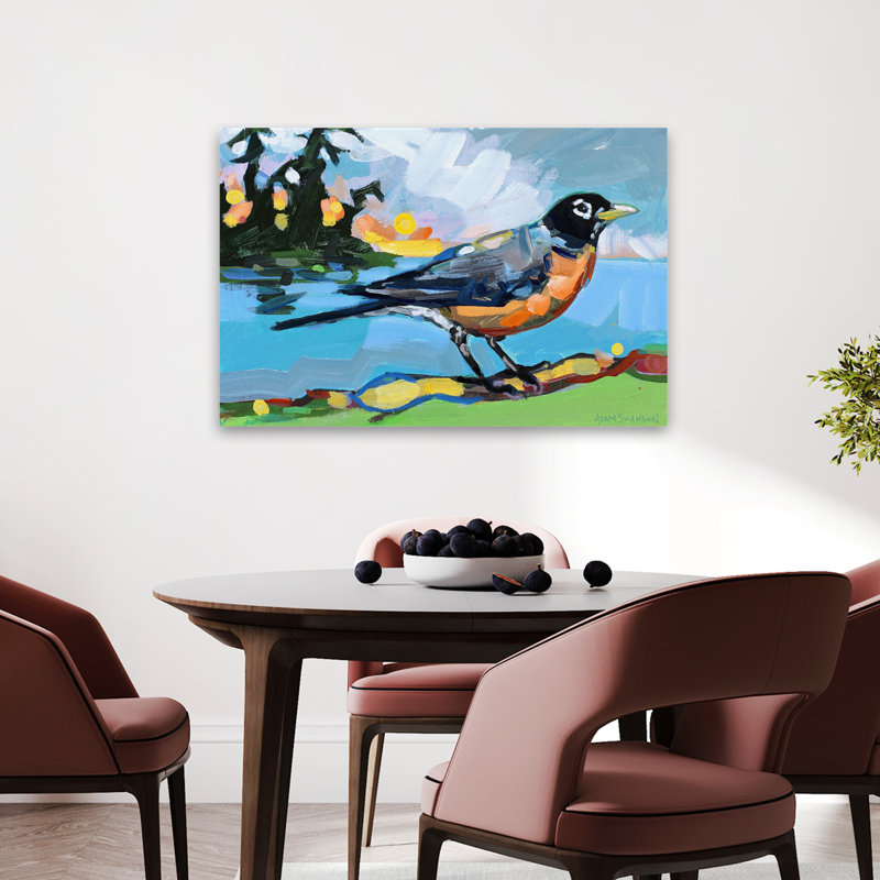 Écoute - animaux, faune, oiseaux, lac, art blanc, H 24 po x l 36 po